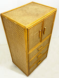 Mid Century Rattan and Bamboo Chest of Drawers