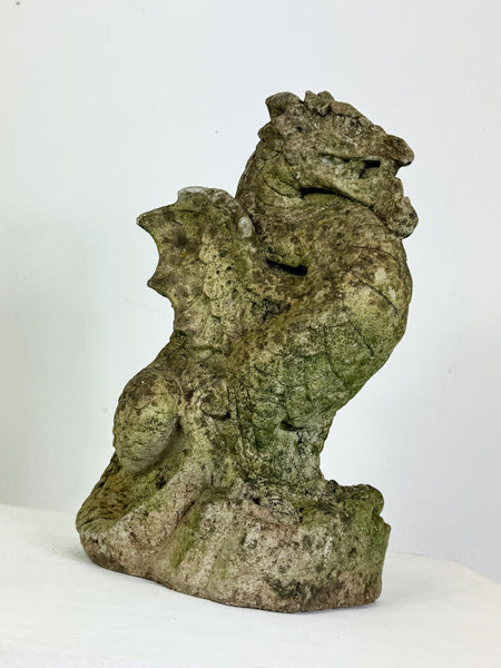 Weathered Garden Stone Dragon Statue