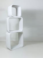 Original Mid Century Modern Wooden White Display Cube Shelves