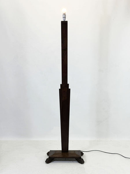 Art Deco Wooden Stepped Floor Lamp