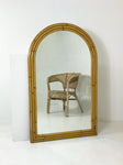 Large Mid Century Arched Bamboo Mirror