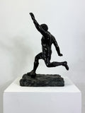 Large Vintage Bronze Casting Football Player Statue