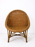Vintage 1970s Dutch Noordwolde Style Sculptural Rattan Lounge Chair