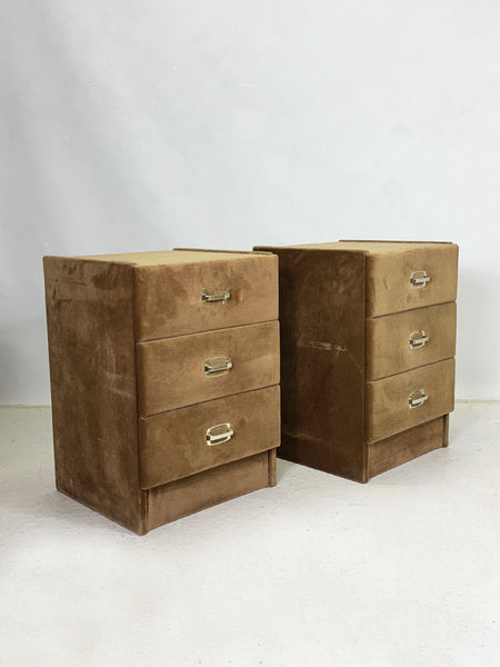 Pair of 1970's Velvet Bedside Tables