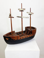 Vintage Scratch Built Wooden Galleon Ship Model