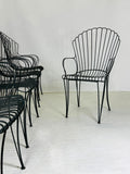 Set of Six Vintage Italian Scallop Back Garden Armchairs