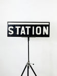 Vintage Linen Bus Blind Sign, Station