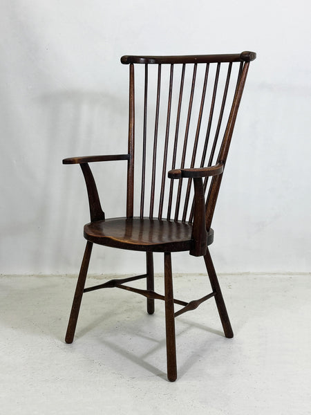 19th Century Beech and Ash Comb Back Windsor Armchair