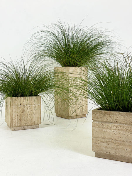 1970's Italian Travertine Plant Pots