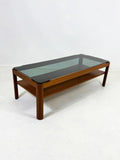 Mid Century Teak Coffee Table with Smoked Glass by Myer