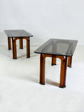 Pair of Vintage 1970's Italian Smoked Plexiglass Side Tables