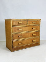 Vintage 1970's Bamboo and Rattan Chest of Drawers