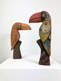 Mid Century Hand Carved Wooden Toucans