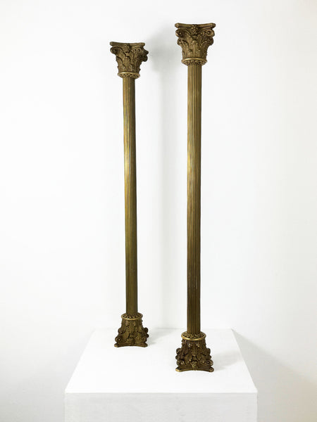 Vintage Pair Of Brass Corinthian Columns