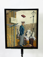 Humorous Mid Century Painting, Building Site, by R.A.West