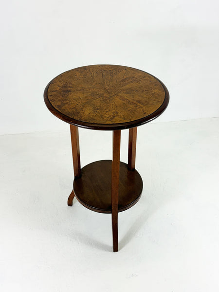 Burr Walnut Marquetry Inlaid Side Table