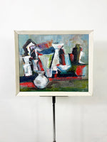 Mid Century Vintage Abstract Still Life Oil Painting