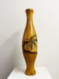 Mid Century Scandinavian Artisan Wooden Birch Bark Vase