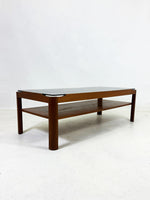 Mid Century Teak Coffee Table with Smoked Glass by Myer