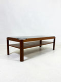 Mid Century Teak Coffee Table with Smoked Glass by Myer