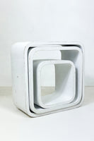 Original Mid Century Modern Wooden White Display Cube Shelves
