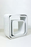 Original Mid Century Modern Wooden White Display Cube Shelves