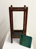 Vintage Wooden Umbrella Stand with Metal Drip Tray