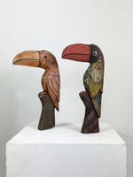 Mid Century Hand Carved Wooden Toucans