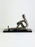 Mid Century Metal Sculpture, Seated Female