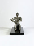 Mid Century Metal Sculpture, Seated Female