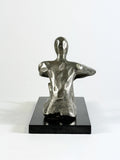 Mid Century Metal Sculpture, Seated Female