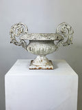 Pair of Early 20th Century White Painted Cast Iron Urns