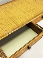 Vintage 1970's Bamboo and Rattan Dressing Table