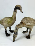 Pair of Weathered Vintage Statues Stone Garden Ducks