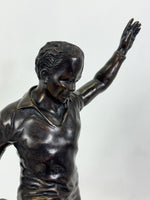 Large Vintage Bronze Casting Football Player Statue