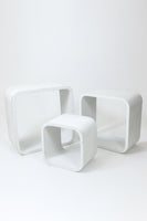 Original Mid Century Modern Wooden White Display Cube Shelves