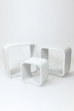 Original Mid Century Modern Wooden White Display Cube Shelves