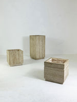 1970's Italian Travertine Flower Pots