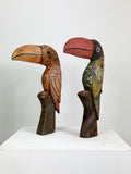 Mid Century Hand Carved Wooden Toucans