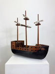 Vintage Scratch Built Wooden Galleon Ship Model