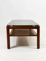 Mid Century Teak Coffee Table with Smoked Glass by Myer