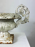 Pair of Early 20th Century White Painted Cast Iron Urns