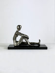 Mid Century Metal Sculpture, Seated Female