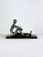 Mid Century Metal Sculpture, Seated Female