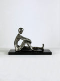 Mid Century Metal Sculpture, Seated Female