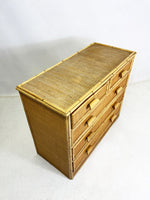 Vintage 1970's Bamboo and Rattan Chest of Drawers