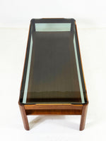 Mid Century Teak Coffee Table with Smoked Glass by Myer