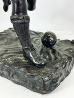 Large Vintage Bronze Casting Football Player Statue