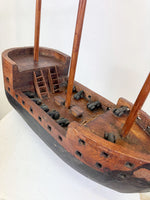 Vintage Scratch Built Wooden Galleon Ship Model