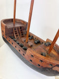 Vintage Scratch Built Wooden Galleon Ship Model